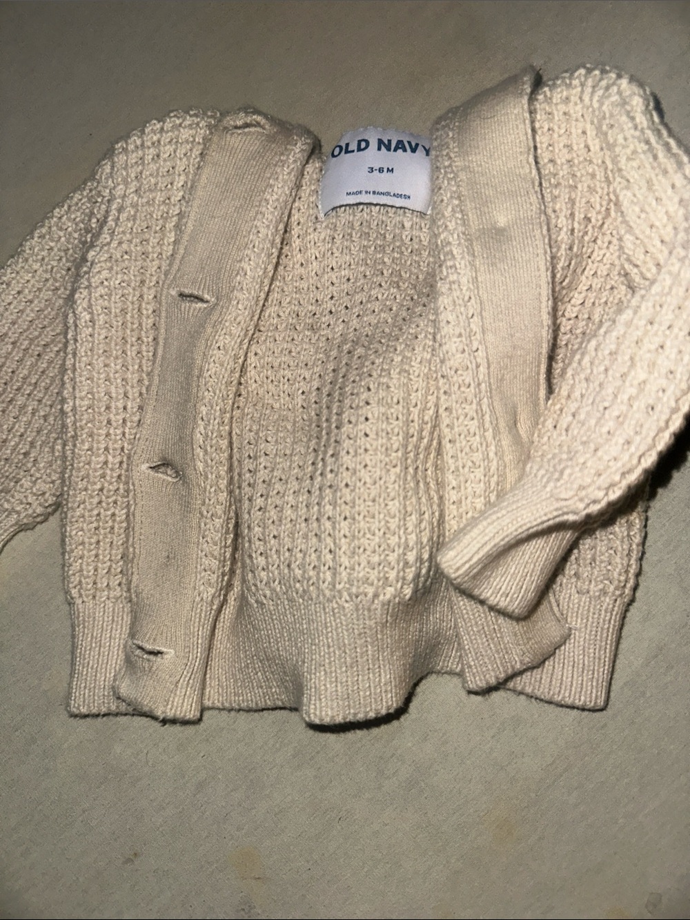 Kids Size 3-6M Old Navy Beige Cream Chunky Knit Open Cardigan